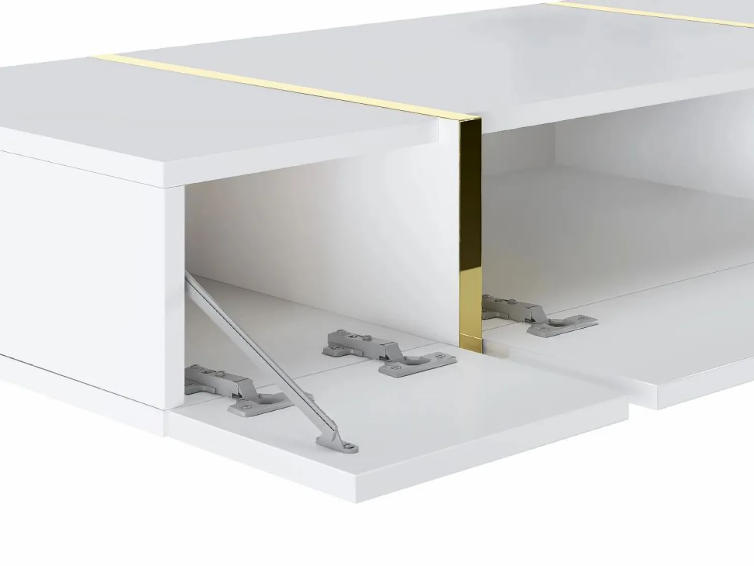 New Vente-unique Consola suspendida con 3 puertas - Blanco brillante y dorado - MARZIALO Blanco / Dorado