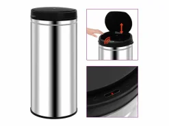 Discount Helloshop26 Contenedor automático con sensor de acero inoxidable de 80 litros 02_0006097 Gris