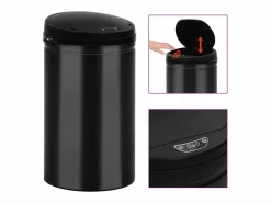 Discount Helloshop26 Contenedor automático con sensor de 40 litros acero al carbono negro 02_0006033 Gris