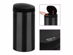 New Helloshop26 Contenedor automático con sensor de 50 litros acero al carbono negro 02_0006087 Gris