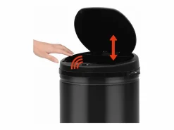 New Helloshop26 Contenedor automático con sensor de 50 litros acero al carbono negro 02_0006087 Gris