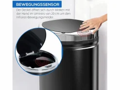 Contenedor sensorial de 42L, apertura automática, acero inoxidable, (30,5x30,5x68 cm)