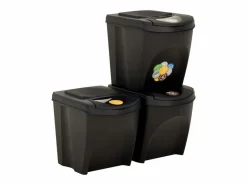 Hot Helloshop26 Contenedores apilables 3 piezas antracita 75 L 02_0006079 Multicolor