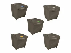 Discount Helloshop26 Contenedores de basura apilables 3 uds. 75 L polipropileno 02_0043894 Gris