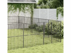 New Clicnbuy Corralito para perros con 20 paneles acero galvanizado Negro