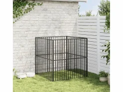 Best Clicnbuy Corralito para perros con 4 paneles acero galvanizado Negro
