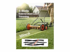 Cortacésped Manual SucceBuy con Rodillo, Ancho de Corte 45 cm, Diseño de 5 Cuchillas, Altura de Corte Ajustable de 3,5 a 6,2 cm, Bolsa de Recogida