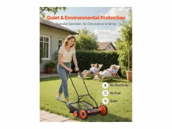 Cortacésped Manual SucceBuy con Rodillo, Ancho de Corte 45 cm, Diseño de 5 Cuchillas, Altura de Corte Ajustable de 3,5 a 6,2 cm, Bolsa de Recogida