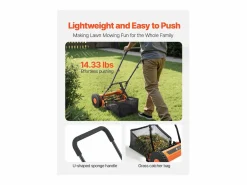 New Cortacésped Manual SucceBuy, Ancho de Corte 35cm, 5 Cuchillas de Acero, Altura de Corte Ajustable de 1.5 a 4.5 cm, Equipado con Bolsa de Recogida Negro
