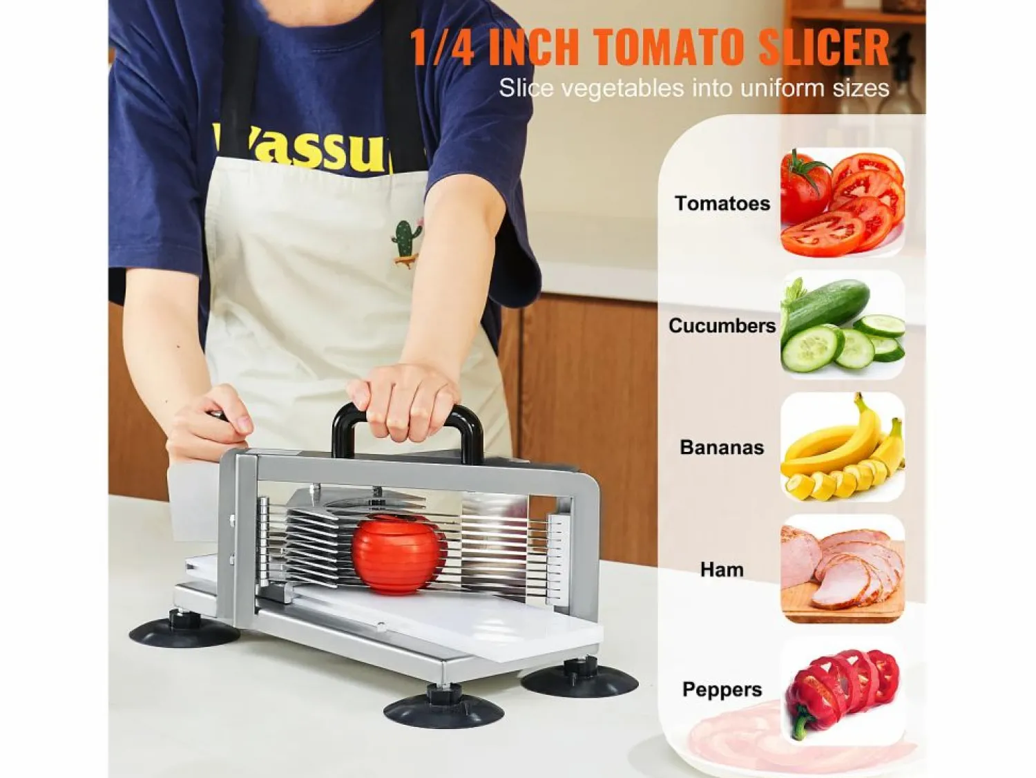 Outlet Cortador De Tomates Comercial SucceBuy 0,64 cm Cortador Manual De Tomates De Acero Inoxidable Materiales Y Utensilios De Cocina