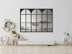 Discount Vente-unique Cristalera atelier art decó de aluminio termolacado 180x130 cm - ARCADEA Negro