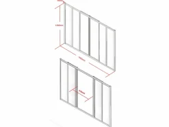 Hot Vente-unique Cristalera corredera de cristal templado y aluminio termolacado 180x130 cm RAVENA Negro