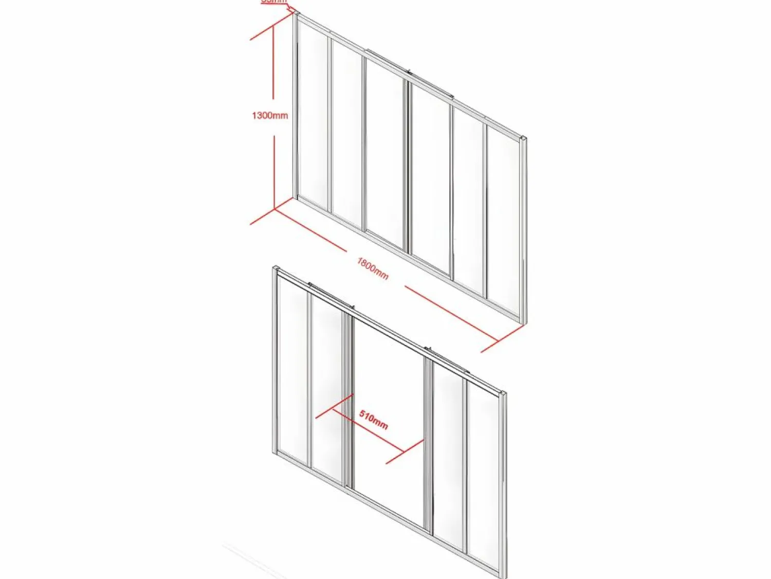 Hot Vente-unique Cristalera corredera de cristal templado y aluminio termolacado 180x130 cm RAVENA Negro