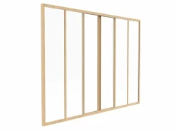 Outlet Cristalera corredera en vidrio templado y aluminio natural claro 180x130 cm RAVENA Cristalera Interior