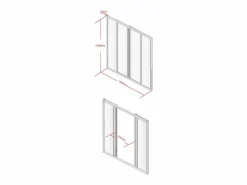 Outlet Cristalera corrediza de vidrio templado y aluminio natural claro 120 x 130 cm RAVENA Cristalera Interior