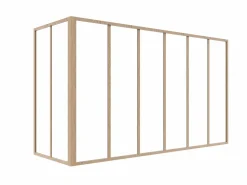 Vente-unique Cristalera de esquina de taller en aluminio termolacado - L180 x L60 x Alt. 105 - Natural claro - BAYVIEW