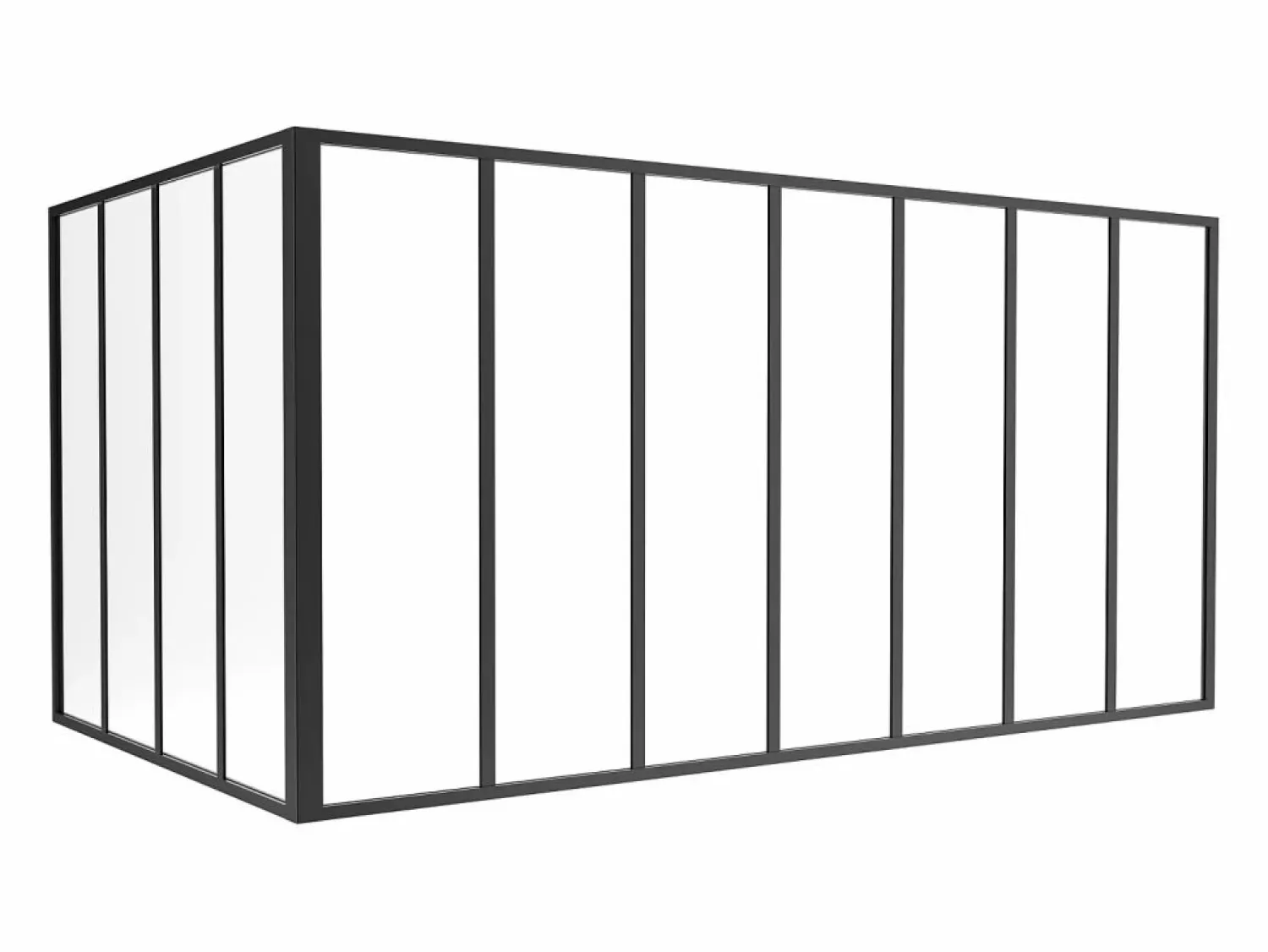 Outlet Cristalera de esquina de taller de aluminio termolacado - Ancho 210 x Prof. 210 x Alt. 105 - - BAYVIEW Cristalera Interior
