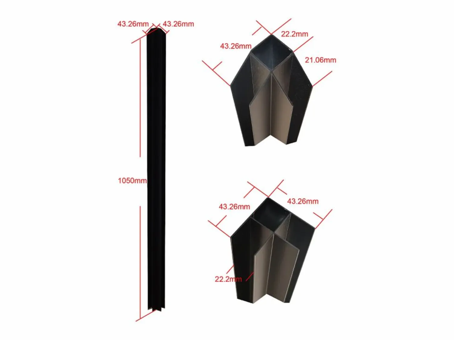 Outlet Cristalera de esquina de taller de aluminio termolacado - Ancho 210 x Prof. 210 x Alt. 105 - - BAYVIEW Cristalera Interior