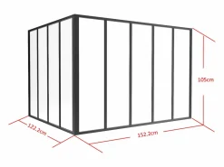 Clearance Cristalera de esquina de taller de aluminio termolacado - Ancho 180 x Ancho 150 x Alt. 130 - blanco - BAYVIEW Cristalera Interior
