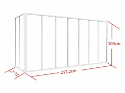 Vente-unique Cristalera de esquina de taller de aluminio termolacado - Ancho 210 x Prof. 60 x Alt. 105 - - BAYVIEW Blanco