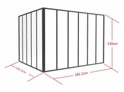 Hot Vente-unique Cristalera de esquina de taller de aluminio termolacado - Ancho 180 x Ancho 150 x Alt. 130 - - BAYVIEW Negro