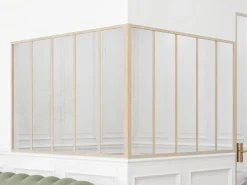 Vente-unique Cristalera de esquina de taller de aluminio termolacado 150 x 150 x 105 cm Natural claro BAYVIEW