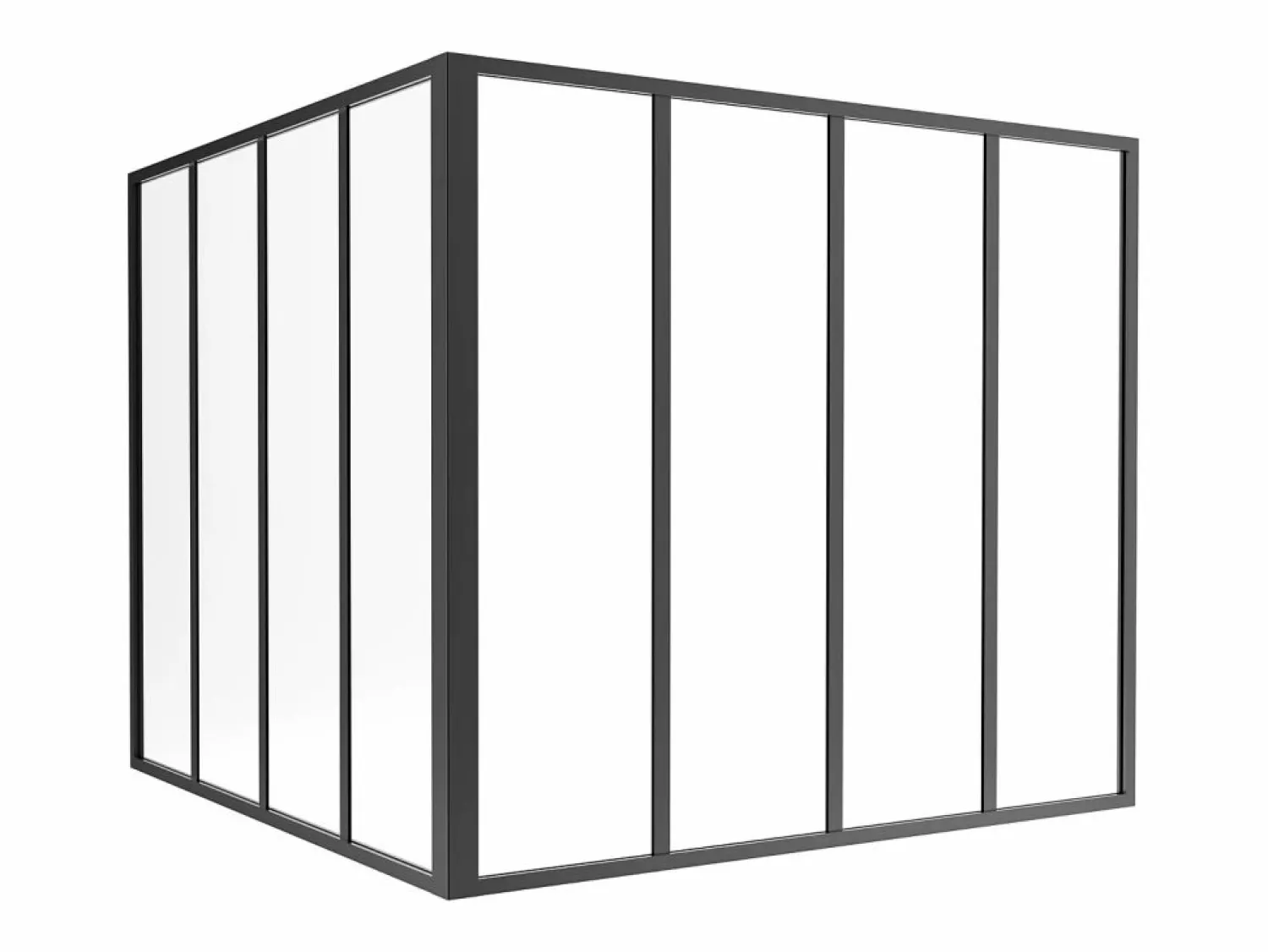 Clearance Vente-unique Cristalera de esquina de aluminio termolacado - Ancho 150 x Prof. 150 x Alt. 130 - blanco - BAYVIEW Negro