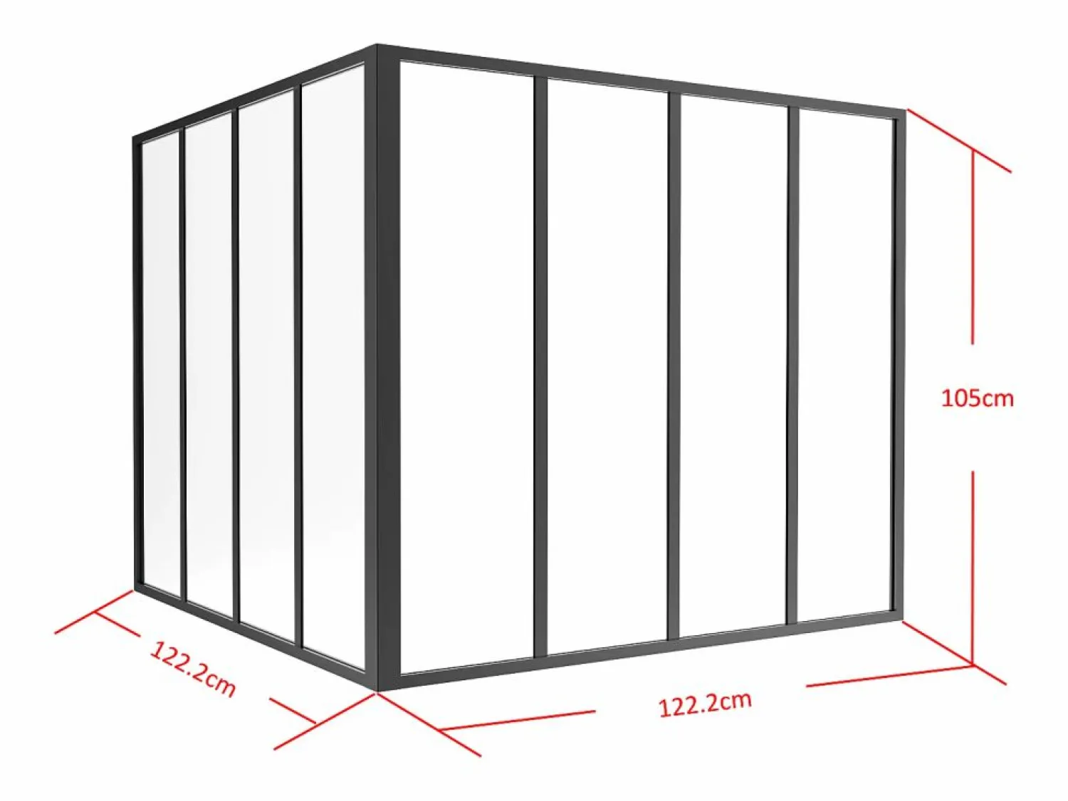 Clearance Vente-unique Cristalera de esquina de aluminio termolacado - Ancho 150 x Prof. 150 x Alt. 130 - blanco - BAYVIEW Negro