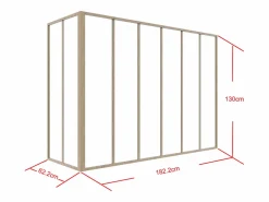 Cristalera de esquina de taller de aluminio termolacado - L180 x L60 x Alt. 130 - Natural claro - BAYVIEW Cristalera Interior