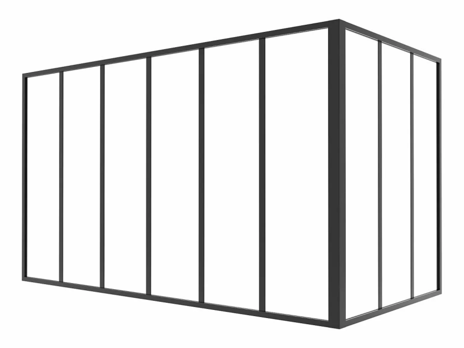 Hot Cristalera de esquina de taller de aluminio termolacado - L180 x L90 x Alt. 105 - - BAYVIEW Cristalera Interior