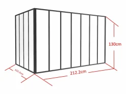 Online Vente-unique Cristalera de esquina de taller de aluminio termolacado - Ancho 210 x Prof. 60 x Alt. 105 - - BAYVIEW Negro