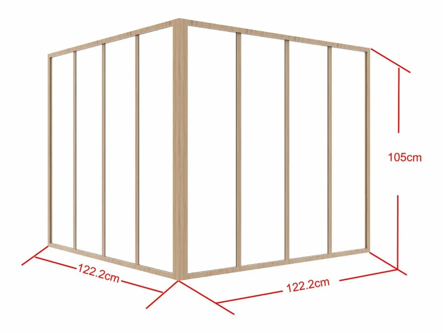 Sale Cristalera de esquina de taller de aluminio termolacado 120 x 120 x 105 cm Natural claro BAYVIEW Cristalera Interior