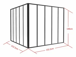 Clearance Cristalera de esquina de taller de aluminio termolacado - Ancho 150 x Prof. 150 x Alt. 130 - - BAYVIEW Cristalera Interior