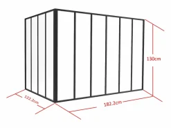 Vente-unique Cristalera de esquina de taller de aluminio lacado - Ancho 210 x Prof. 210 x Alt. 130 - blanco - BAYVIEW