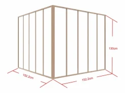 Vente-unique Cristalera de esquina taller de aluminio termolacado 150 x 150 x 130 cm Natural claro BAYVIEW