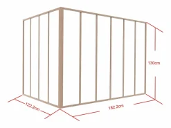 Vente-unique Cristalera de esquina tipo taller de aluminio termolacado 180 x 120 x130 cm Natural claro BAYVIEW