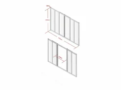 Vente-unique Cristalera deslizante de vidrio templado y aluminio natural claro 180x105 cm RAVENA