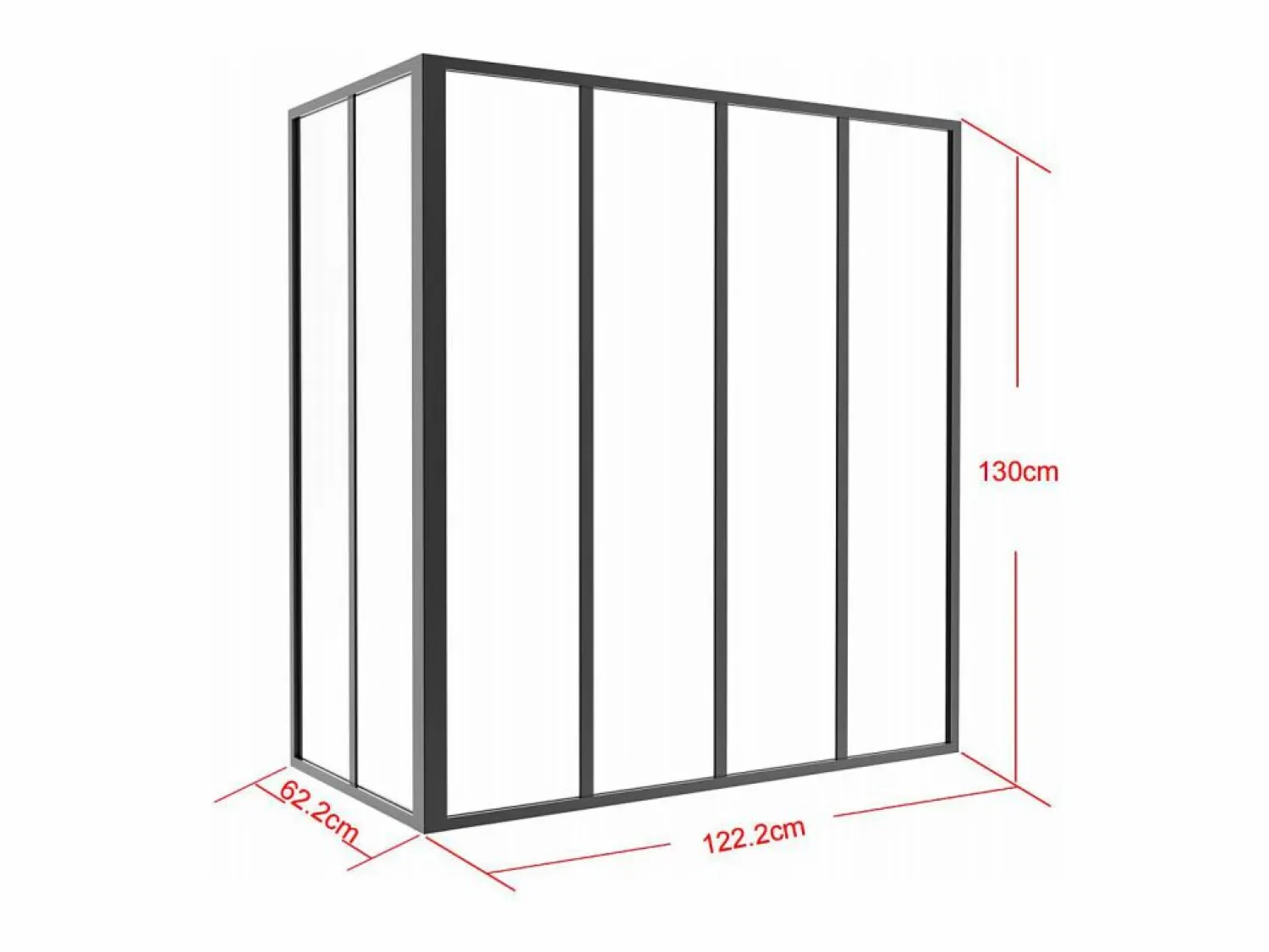 Vente-unique Cristalera esquinera atelier de aluminio termolacado Ancho 120 x Ancho 60 x Alt. 130 BAYVIEW Negro