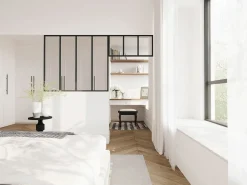 Sale Vente-unique Cristalera estilo taller con travesaño, Ancho 120 x Alt. 105 + Ancho 83 x Alt. 40 cm, , BAYVIEW Negro