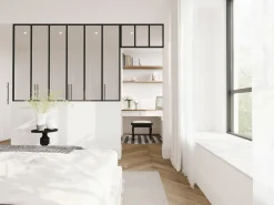 Vente-unique Cristalera estilo taller con travesaño, Ancho 180 x Alt. 130 + Ancho 73 x Alt. 40 cm, , BAYVIEW
