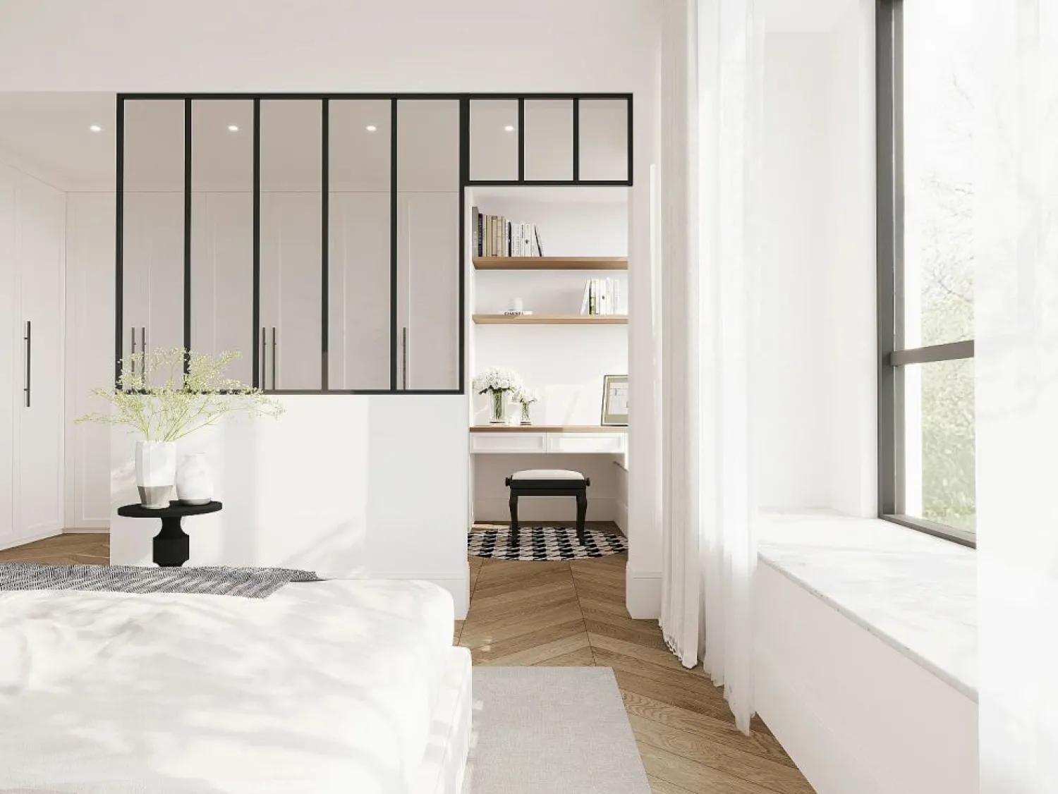 Clearance Cristalera estilo taller con travesaño, Ancho 150 x Alt. 130 + Ancho 73 x Alt. 40 cm, , BAYVIEW Cristalera Interior