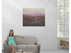 Sale Cuadro al óleo campo de flores pintado a mano Cuadro