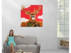 MCW Cuadro al óleo ciervo pintado a mano Multicolor