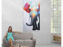 MCW Cuadro al óleo Elefante II pintado a mano Multicolor