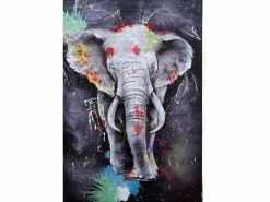 Clearance MCW Cuadro al óleo Elefante -H25 pintado a mano, 120x80cm Multicolor
