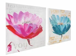 MCW Cuadro al óleo orquídea pintado a mano