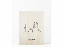 Sale Cuadro de madera Barcelona Skyline Cuadro