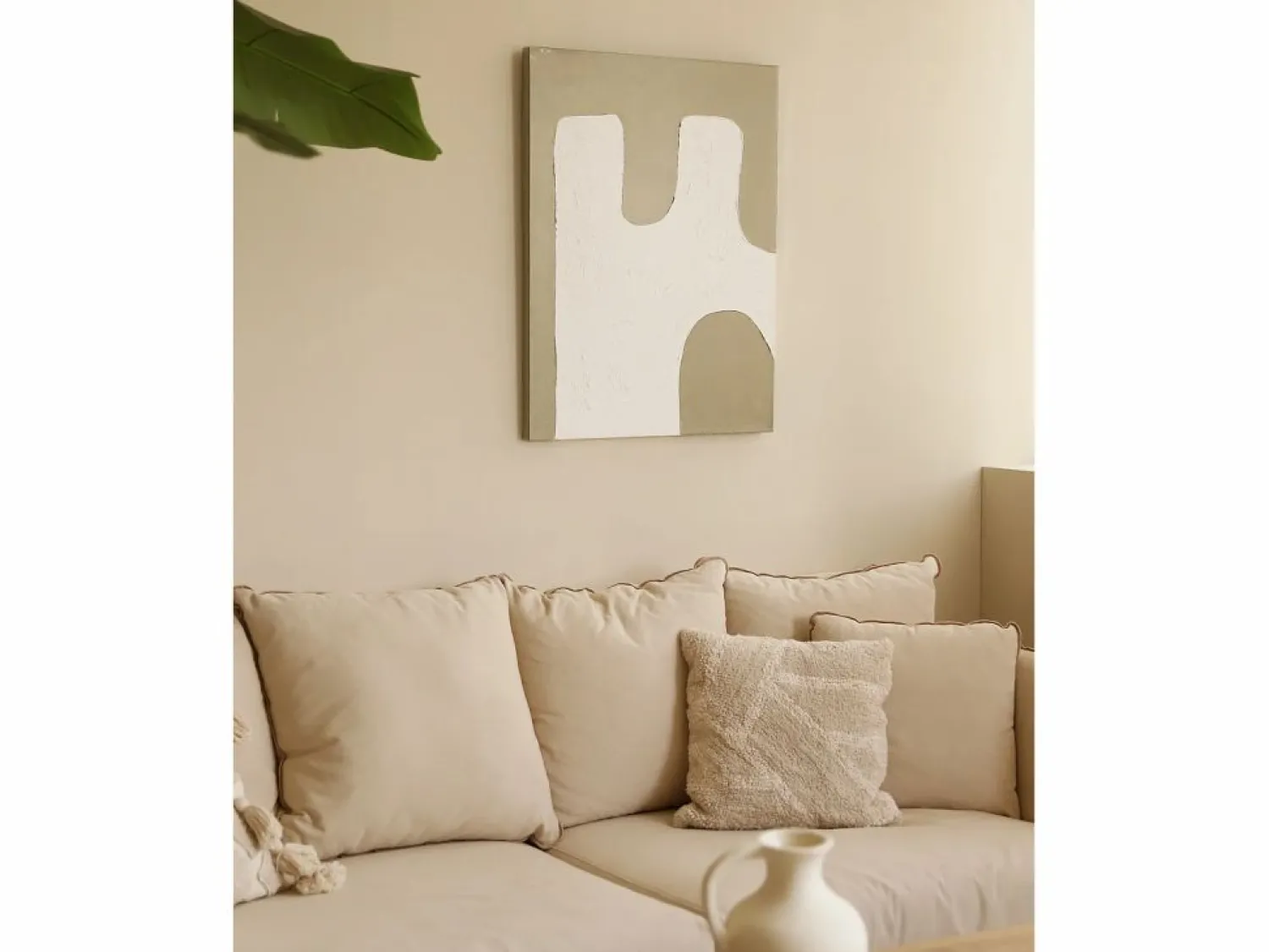 Sale Cuadro decorativo sobre lienzo de algodón con marco de madera marrón claro pintado artesanalmente con pintura al oleo de 80x100cm - KIKA - Cuadro