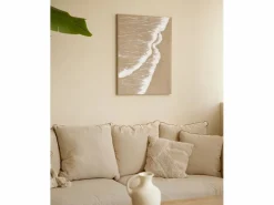 DECOWOOD Cuadro decorativo sobre lienzo de lino con marco de madera marrón oscuro pintado artesanalmente con pintura al oleo de 100x150cm - ADRIANA -