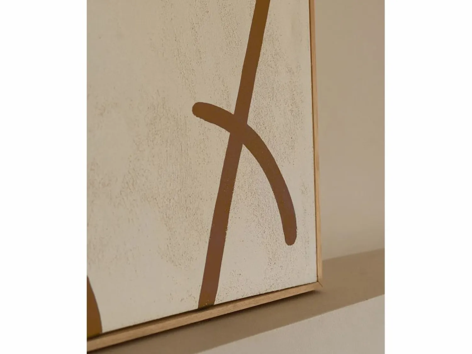 Hot DECOWOOD Cuadro decorativo sobre lienzo de algodón con marco de madera marrón claro pintado artesanalmente con pintura al oleo de 60x80cm - VIRGINIA - Multicolor